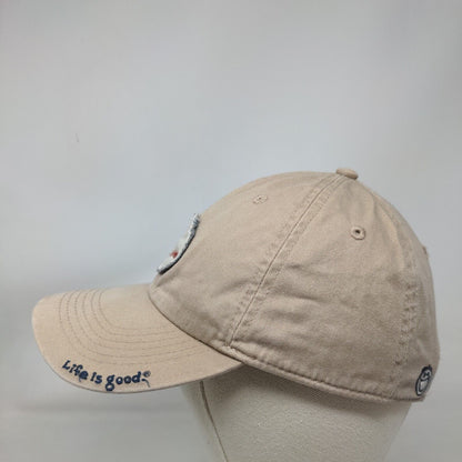 Baseball Patch Strapback Hat Tan Medium-Large Adjustable Life Is Good