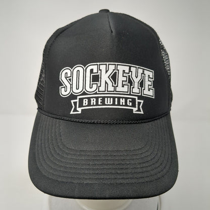 Sockeye Brewing Snapback Trucker Hat Black OS Adjustable Mesh Back Rope Otto