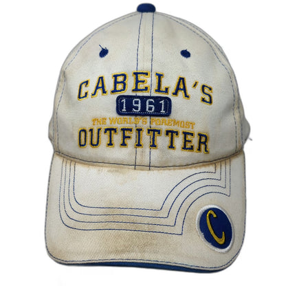 Cabela's Baseball Cap Beige One Size Outfitter 1961 Slideback Blue Yellow Hat