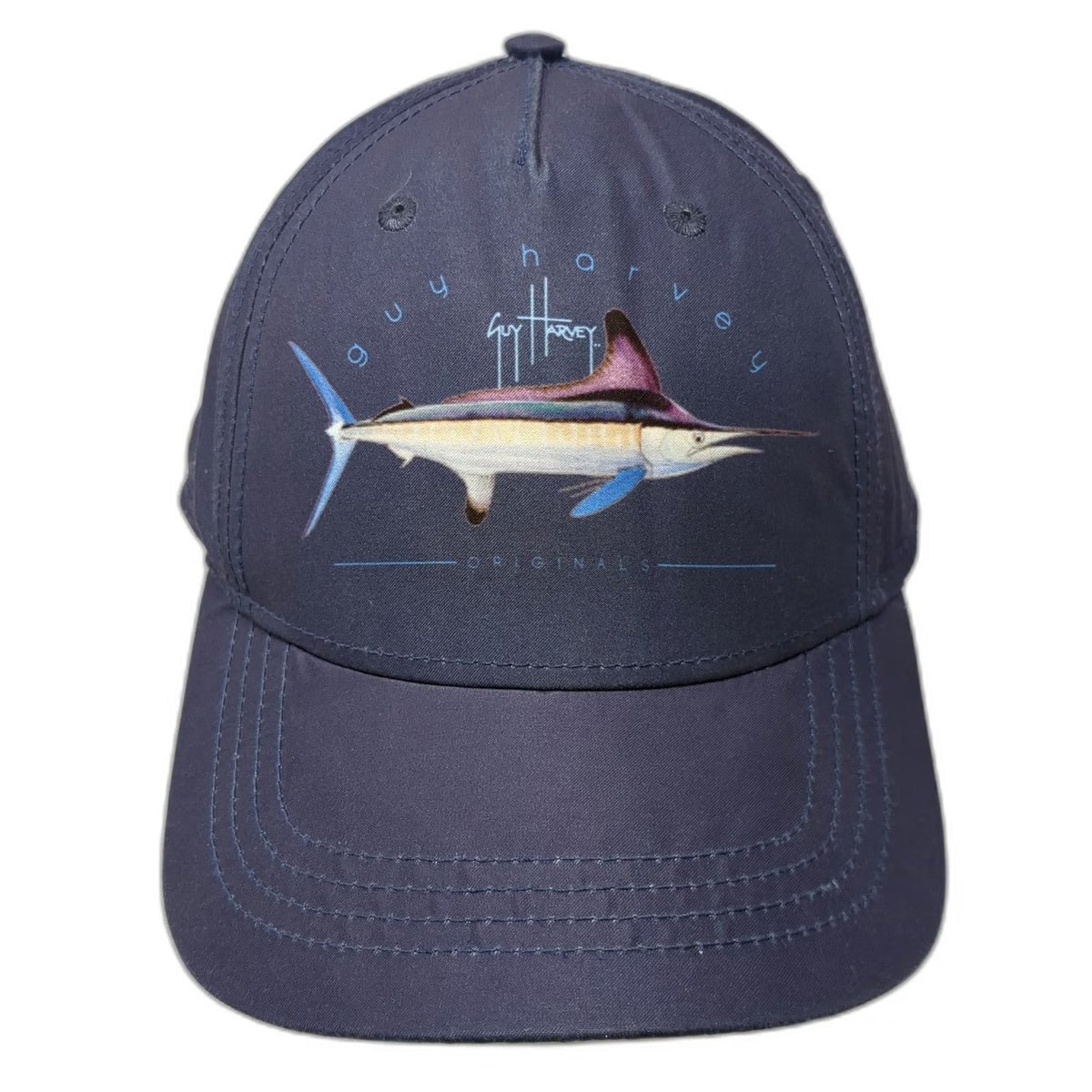 Guy Harvey 5 Panel Blue Hat OSFM Strapback Marlin Fishing Polyester Originals