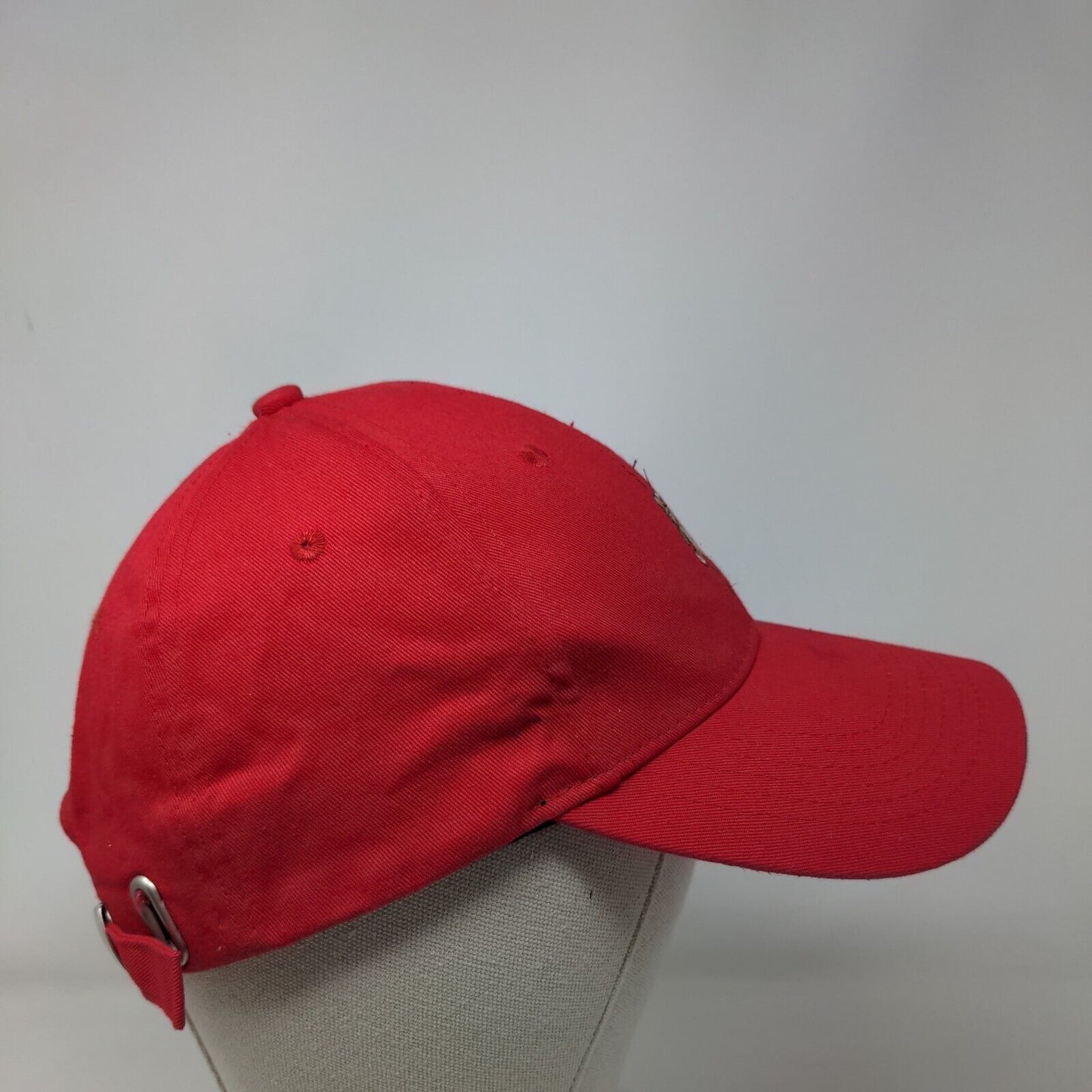 Teddy Bear Slideback Hat Red One Size Embroidered Adjustable 6 Panel