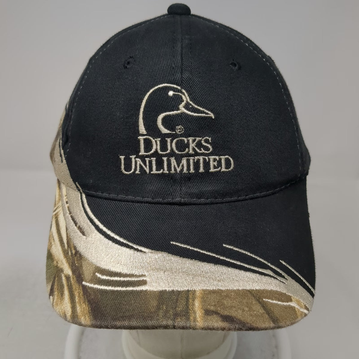 Ducks Unlimited Baseball Cap Black One Size Camo Kuna Sponsor Embroidered Hat