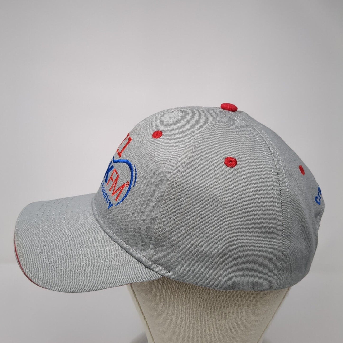 107.1 Hank FM Idaho's Real Country Strapback Hat Gray OS Adjustable Embroidered