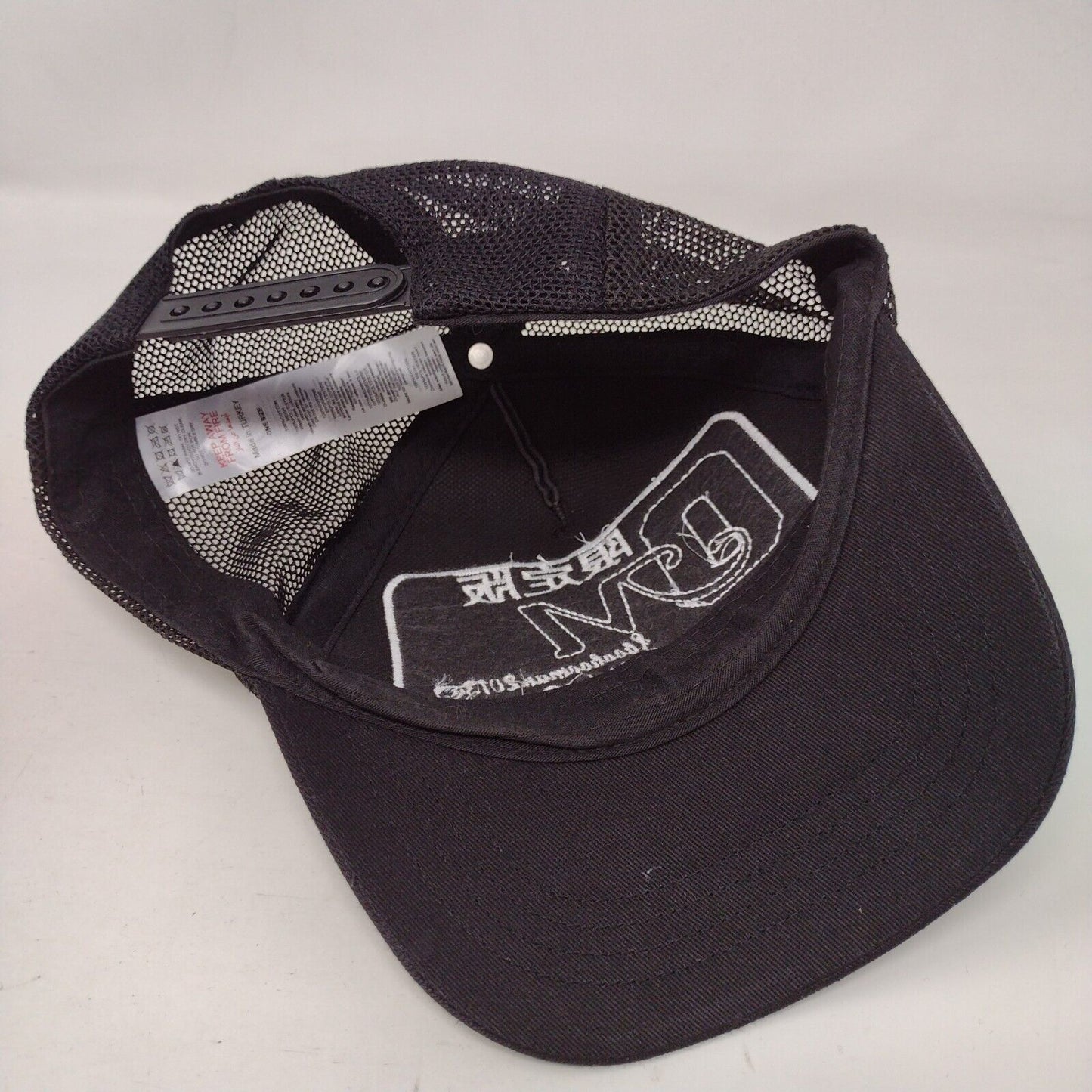 J. Boohooman Snapback Mesh Back Trucker Hat Black OS Embroidered Logo Japanese