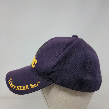 USMC Bulldog I Can't Hear You Strapback Hat Purple OSFA Embroidered