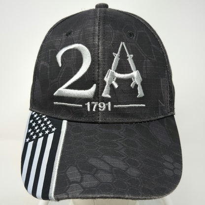 Baseball Cap Black Gray White One Size 2nd Amendment 1791 American Flag Camo Hat
