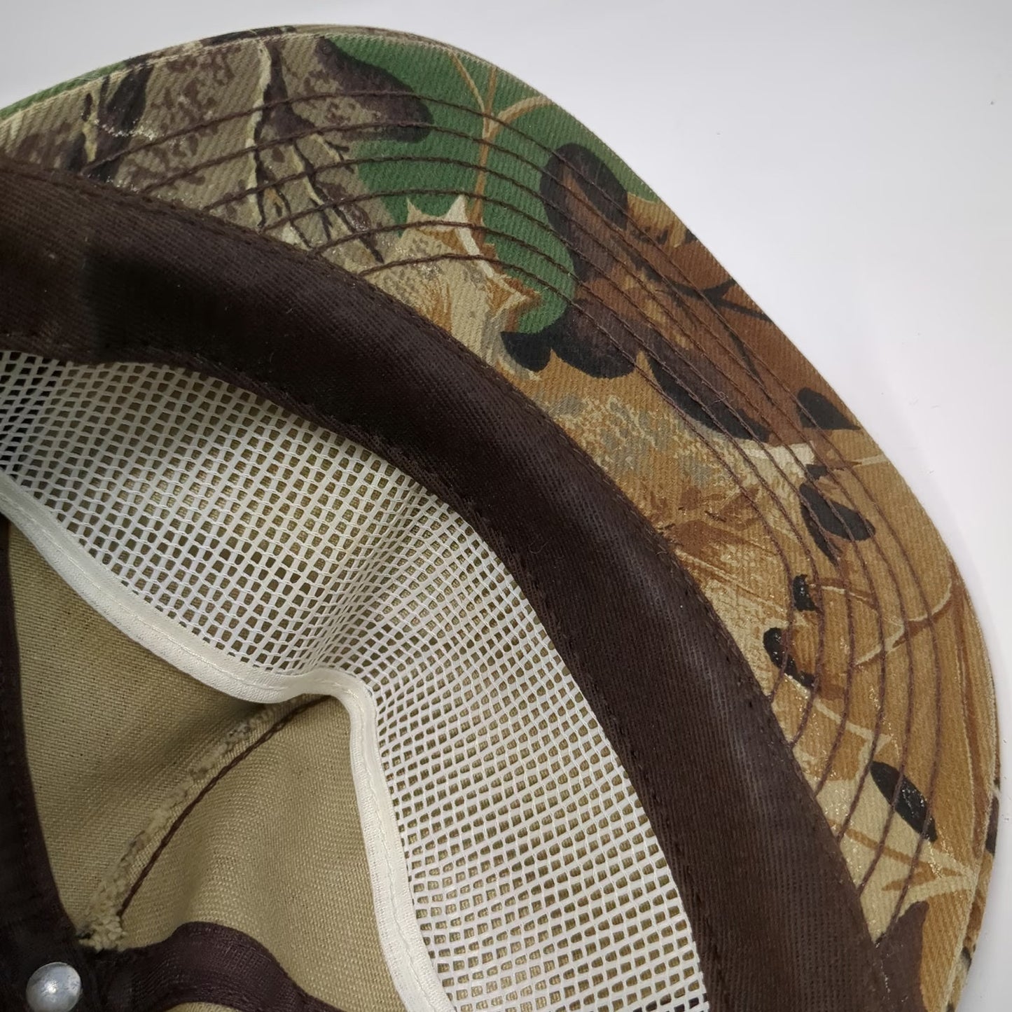 Cabela's 5 Panel Brown Advantage Camo Hat Vintage Made in USA Snapback Hunting