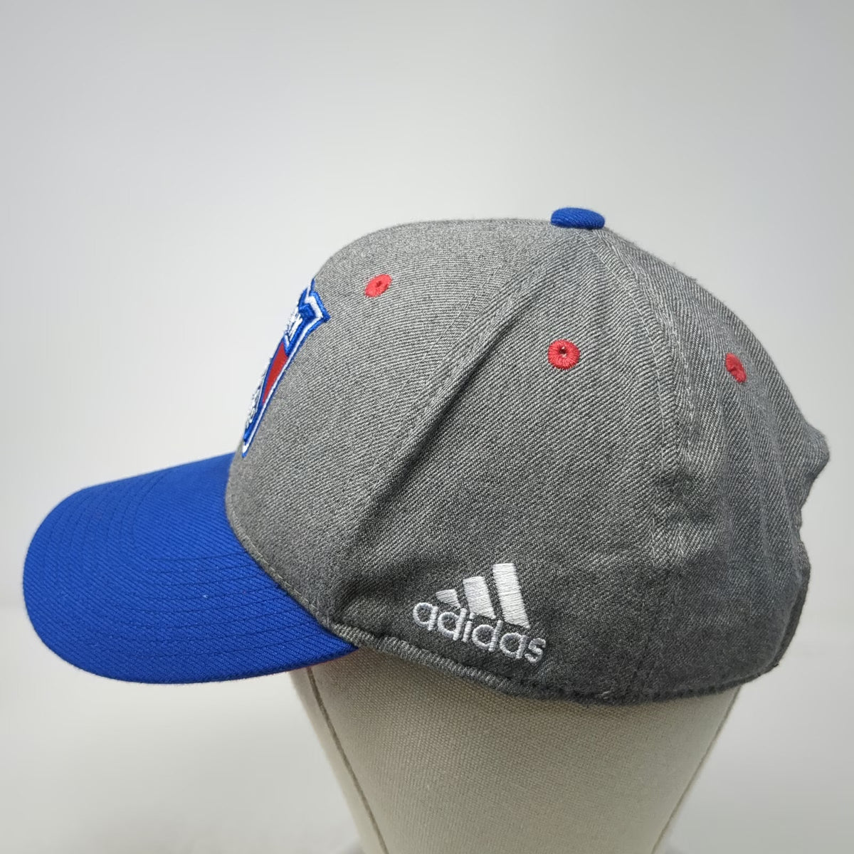 New York Rangers NHL Adidas Gray Blue OSFM Strapback Cap Hat Embroidered Shield