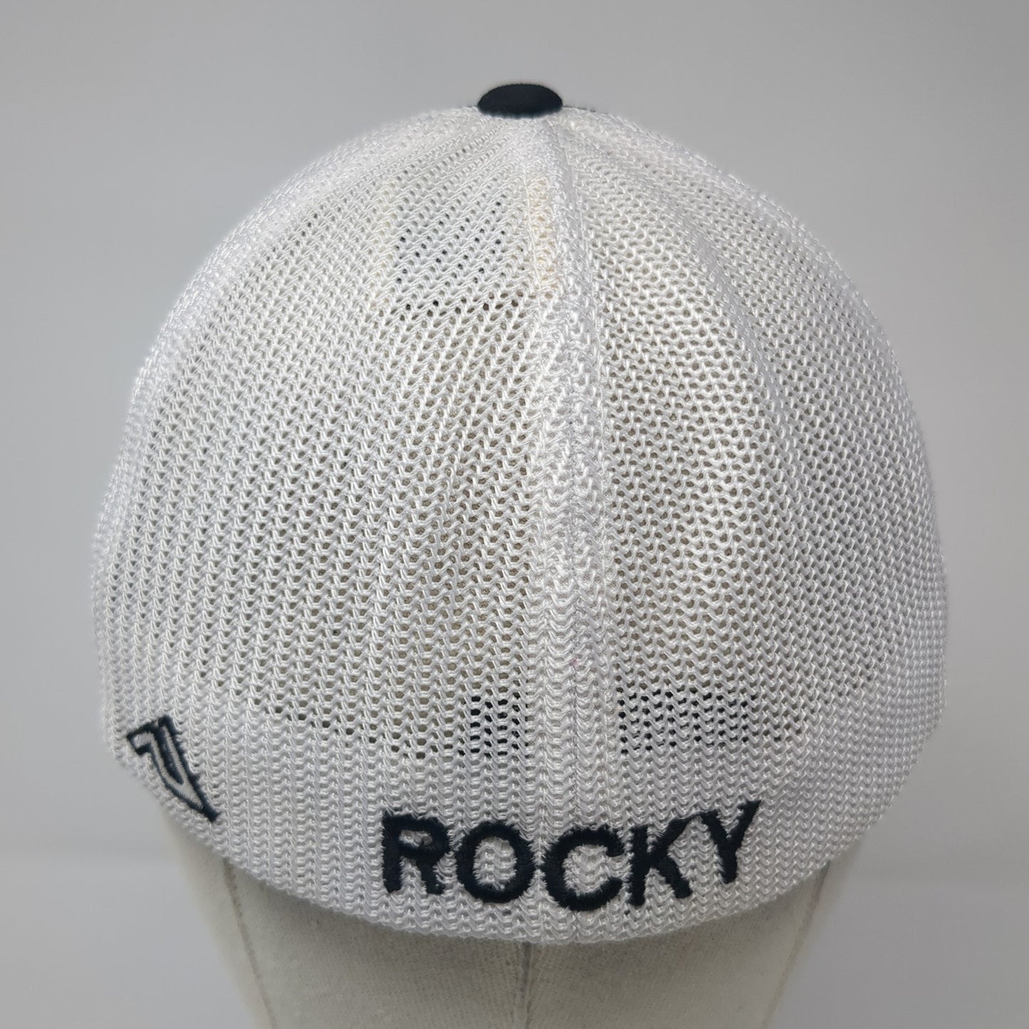 Rocky Fitted Trucker Hat Black 7 3/8 Embroidered Mesh Back Pacific Headwear