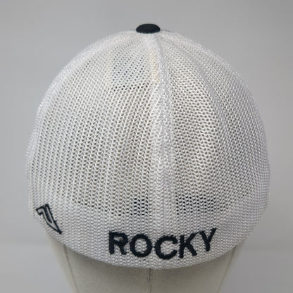 Rocky Fitted Trucker Hat Black 7 3/8 Embroidered Mesh Back Pacific Headwear