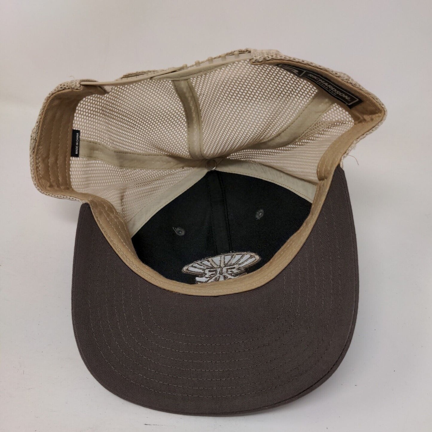 Richardson Snapback Trucker Hat Brown One Size Adjustable Embroidered Mesh Back