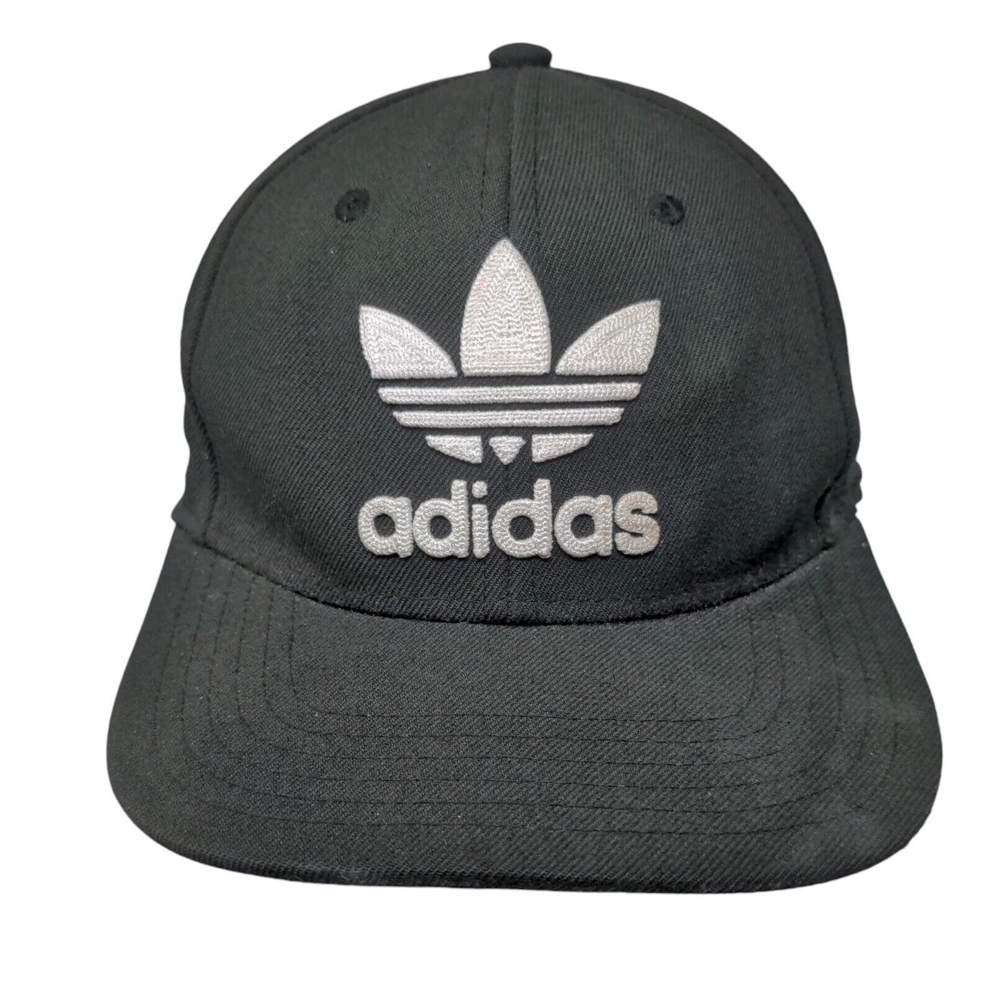 Adidas Snapback Hat Black OSFM Adjustable Embroidered Trefoil 6 Panel