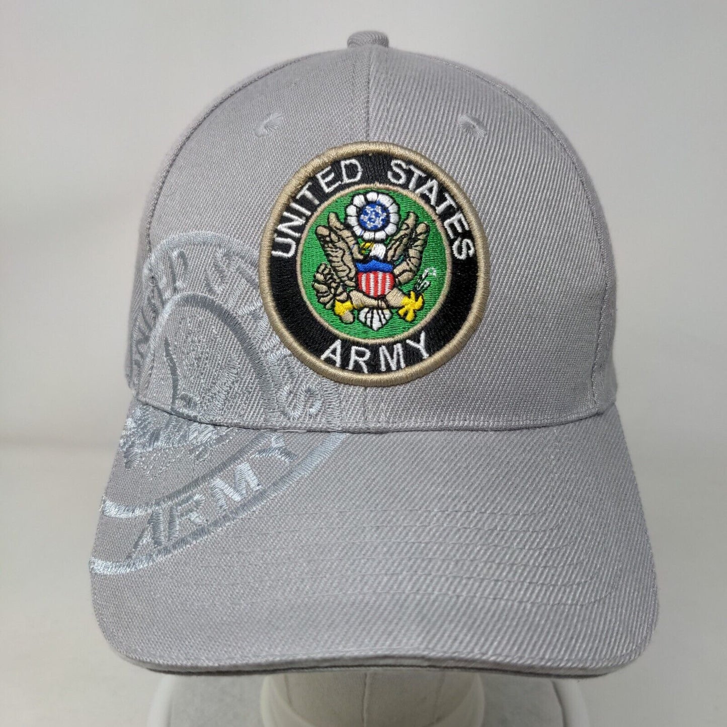 United States Army Strapback Hat Gray One Size Adjustable Embroidered Lanza