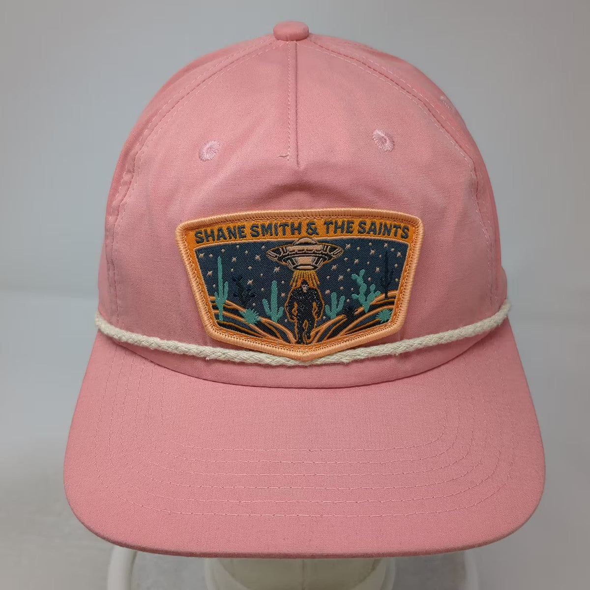 Shane Smith & The Saints Pink Trucker Rope Hat Snapback OS Bigfoot UFO Patch