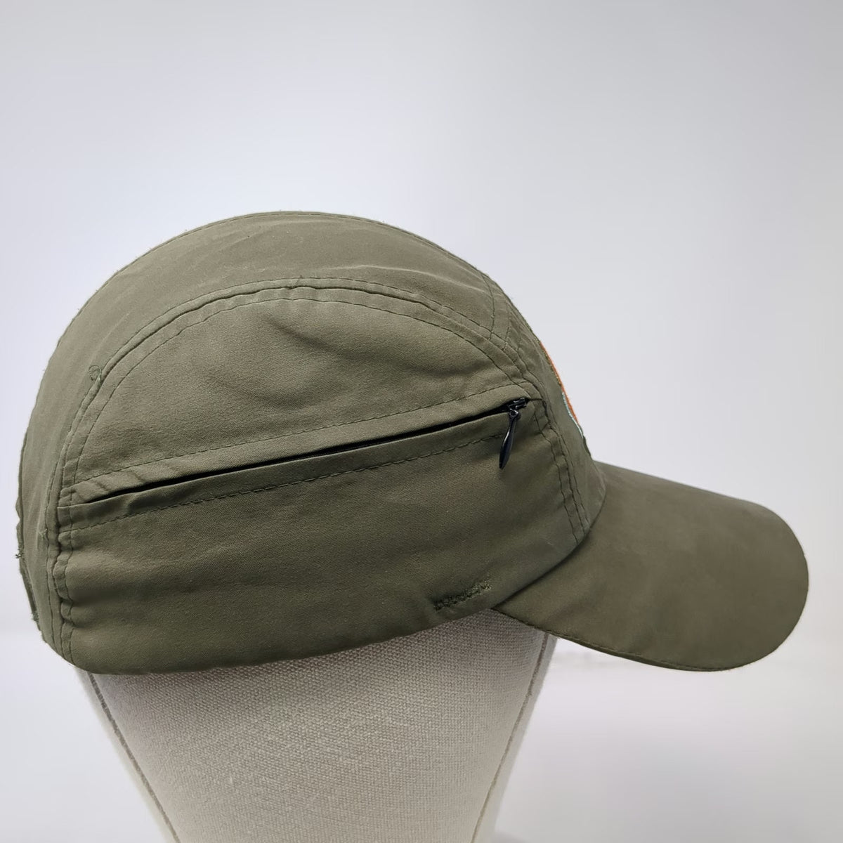 Kimilly Robinson 5 Panel Green Hat One Size Zip Pocket Monkey Wildlife Logo Cap