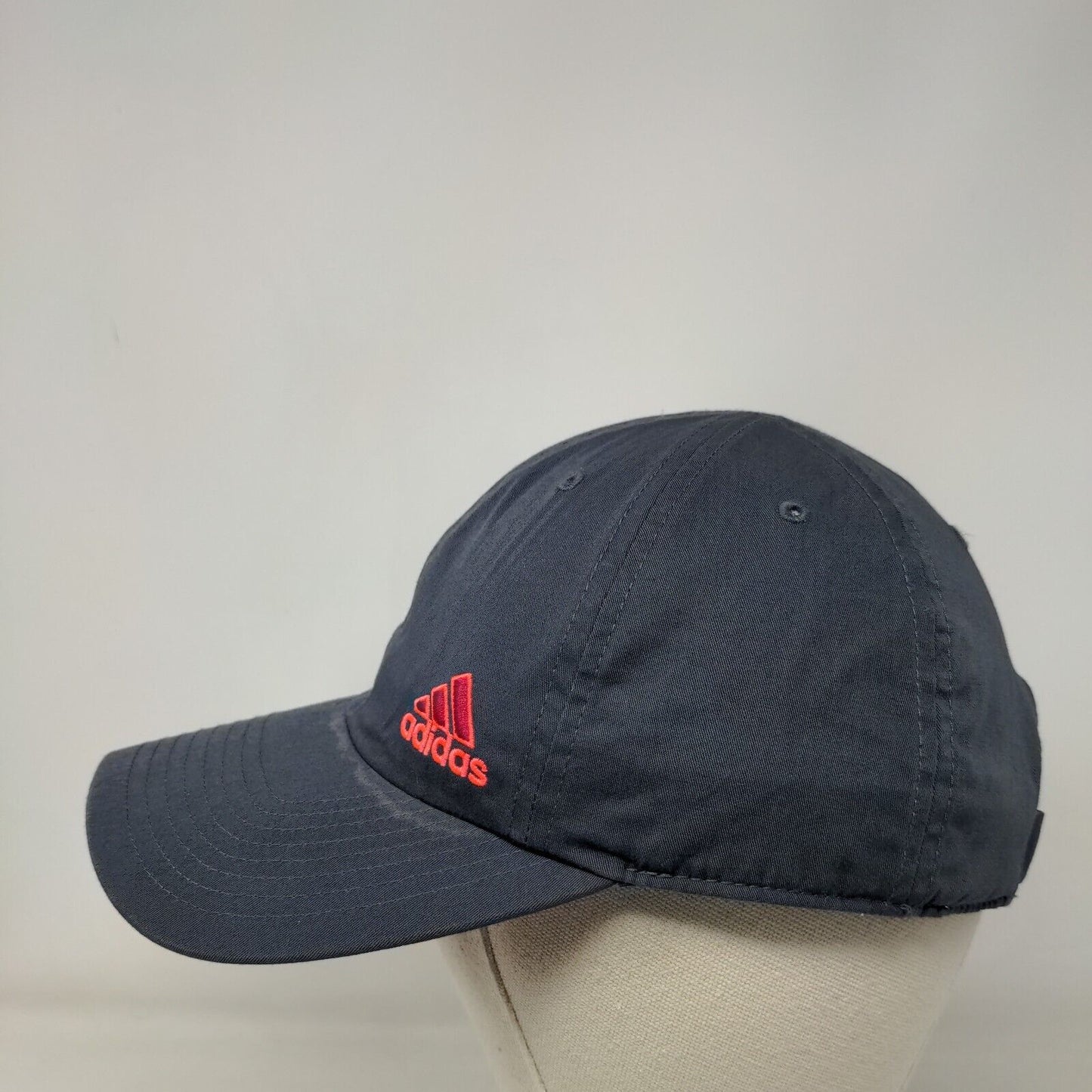 Adidas Strapback Hat Gray One Size Adjustable Embroidered Logo 6 Panel Cotton