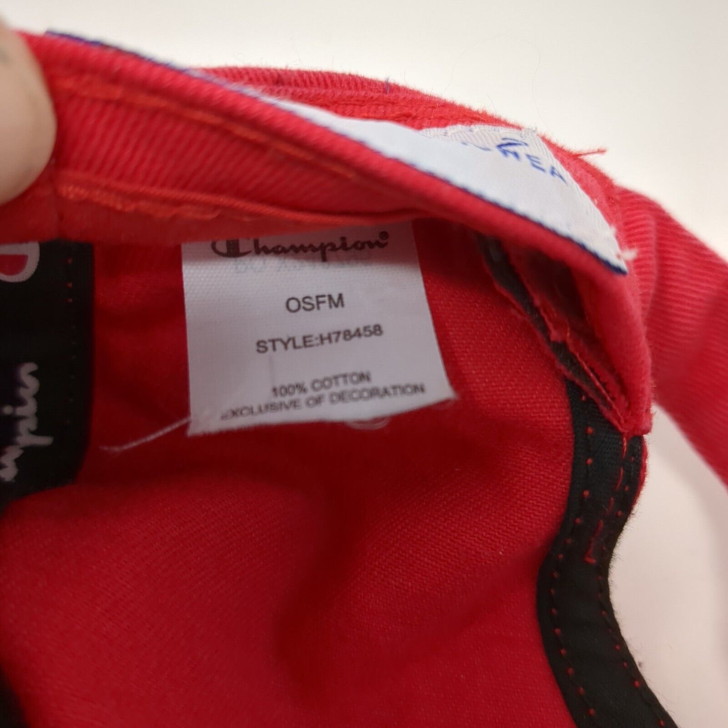 Champion Slideback Hat Red One Size Adjustable Embroidered Vented Holes 6 Panel