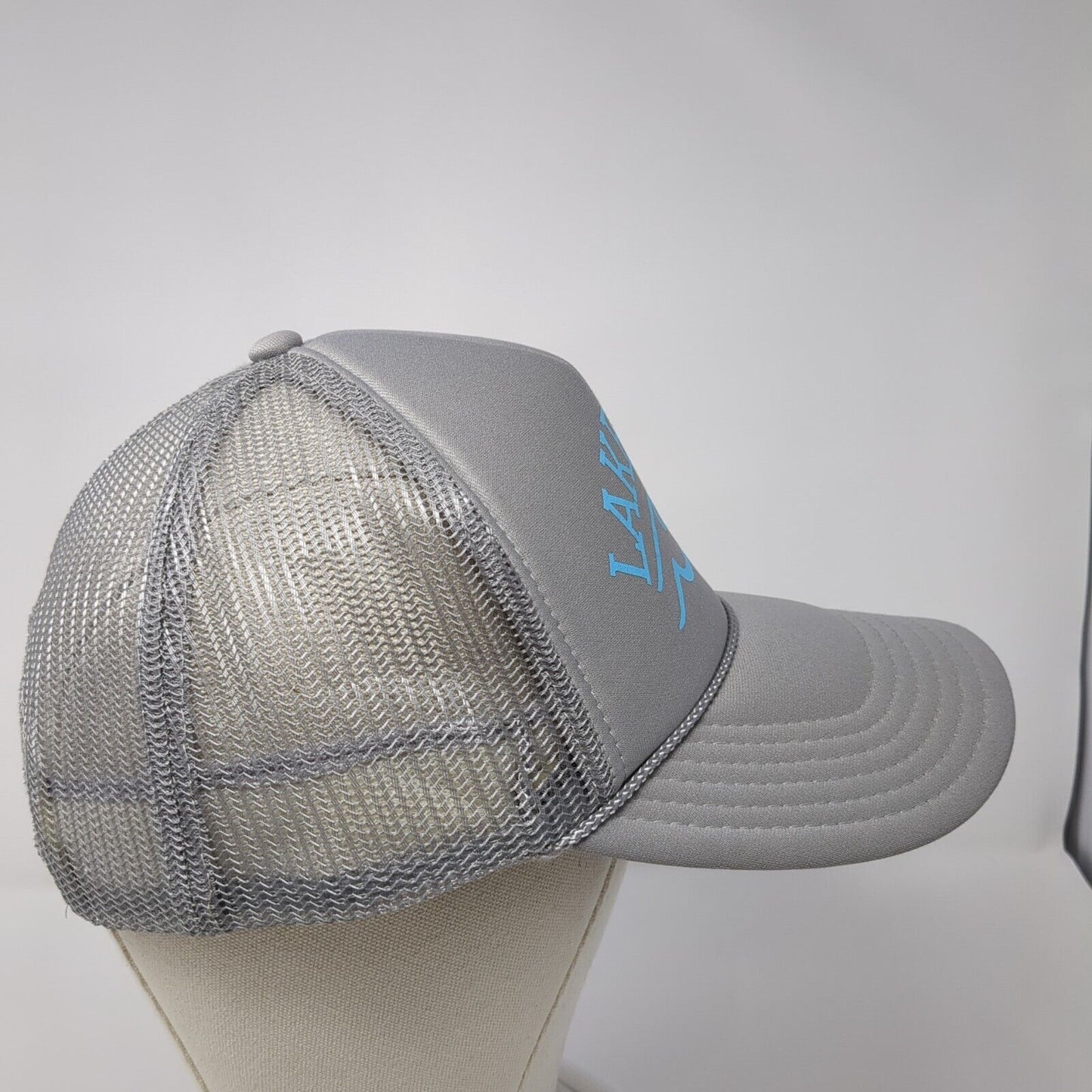 Lake Life Snapback Mesh Back Rope Trucker Hat Gray One Size Solid Otto
