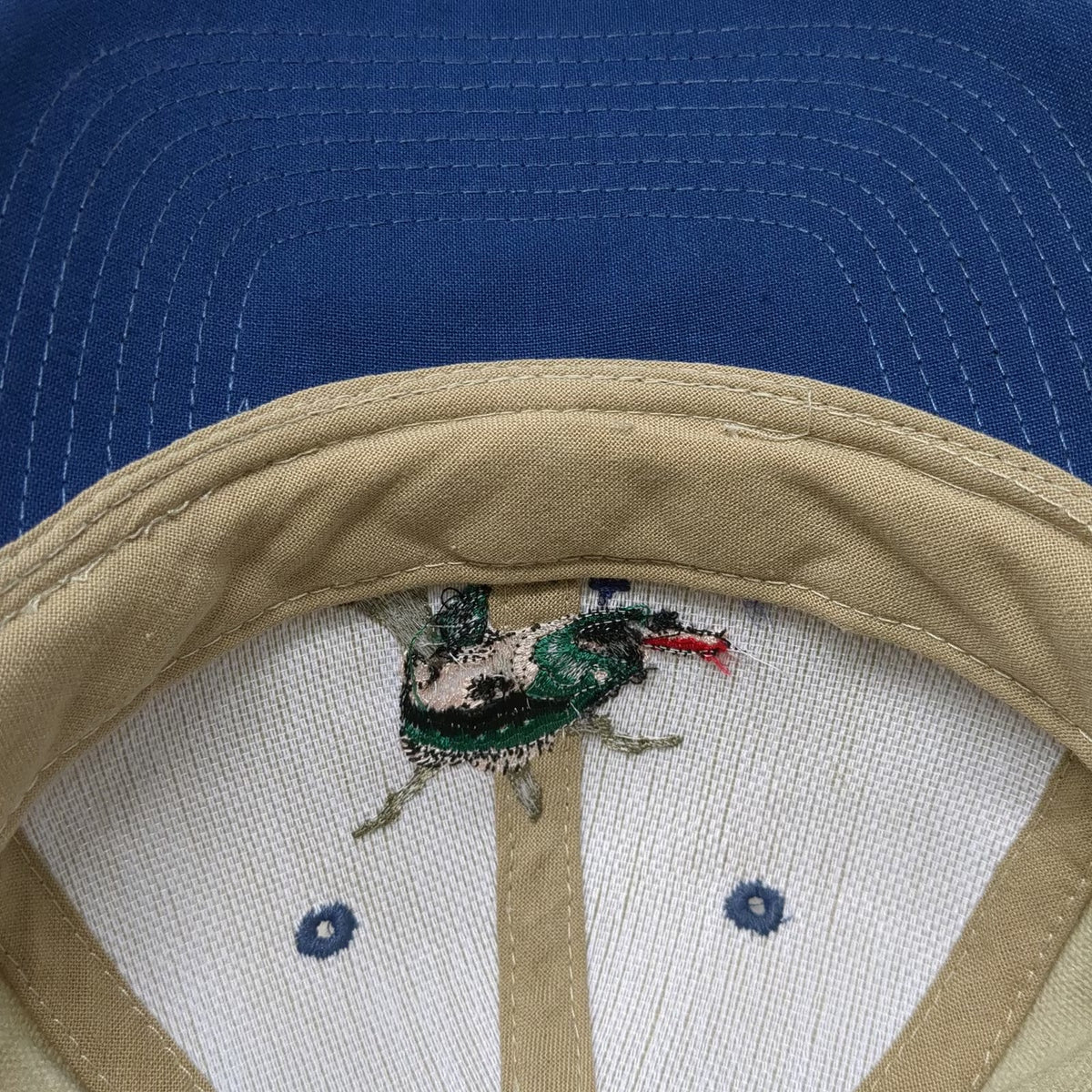 Nissin Baseball Cap Beige Blue One Size Simplot AgriBusiness Fish Smoky Hat