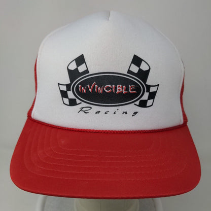 KC Men's Snapback Mesh Back Trucker Hat Red White OSFA Invincible Racing