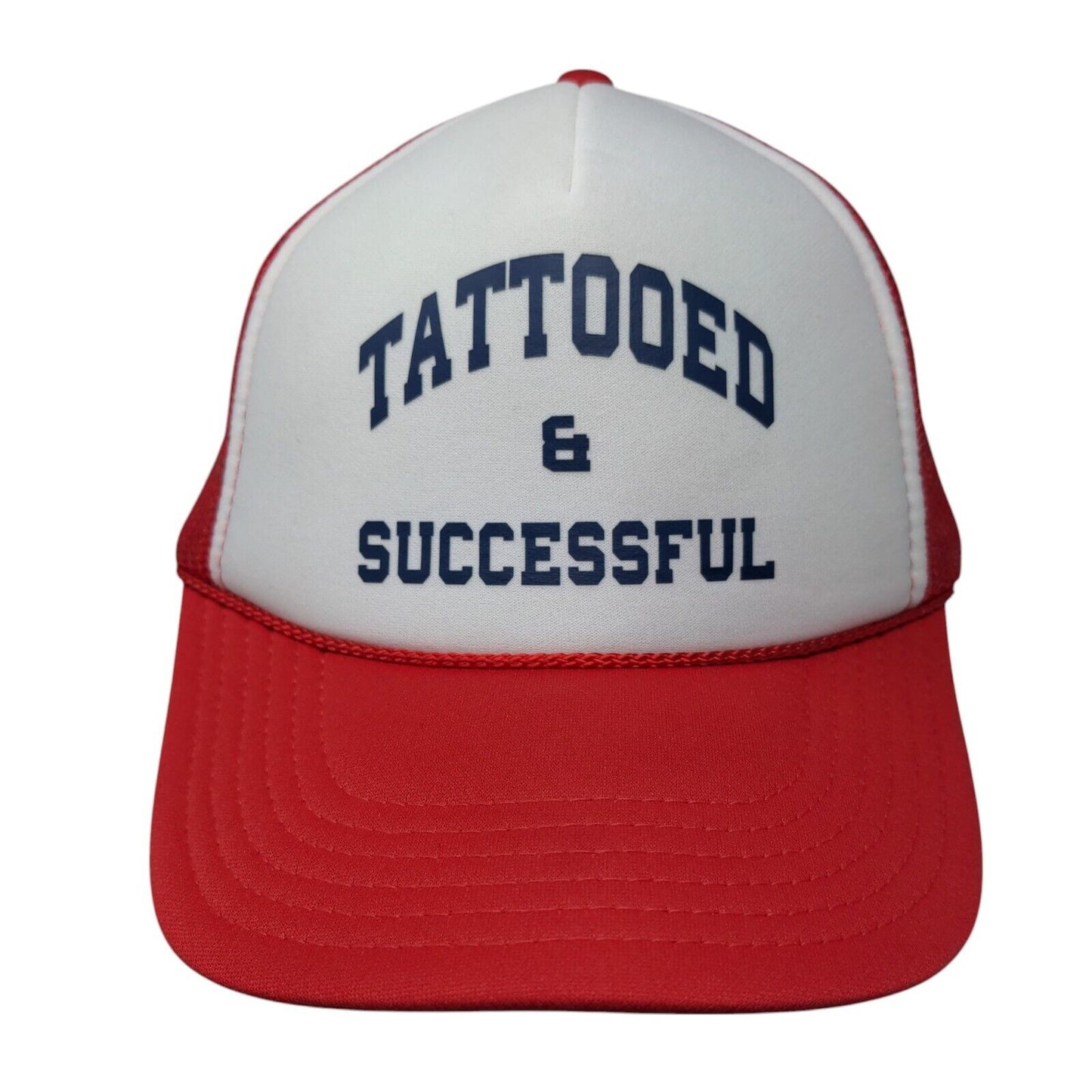 Tattooed & Successful Snapback Rope Trucker Hat Red OSFM Mesh Back Otto