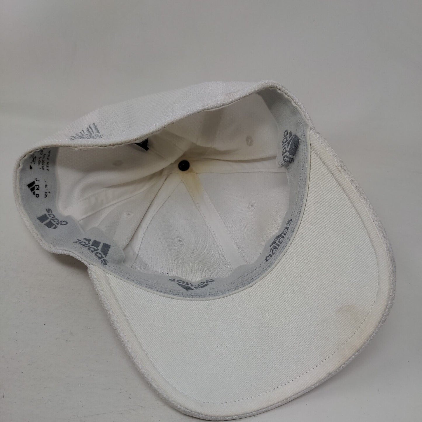 Adidas Fitted Hat White S/M Embroidered Logo A-Flex Vented Holes 6 Panel