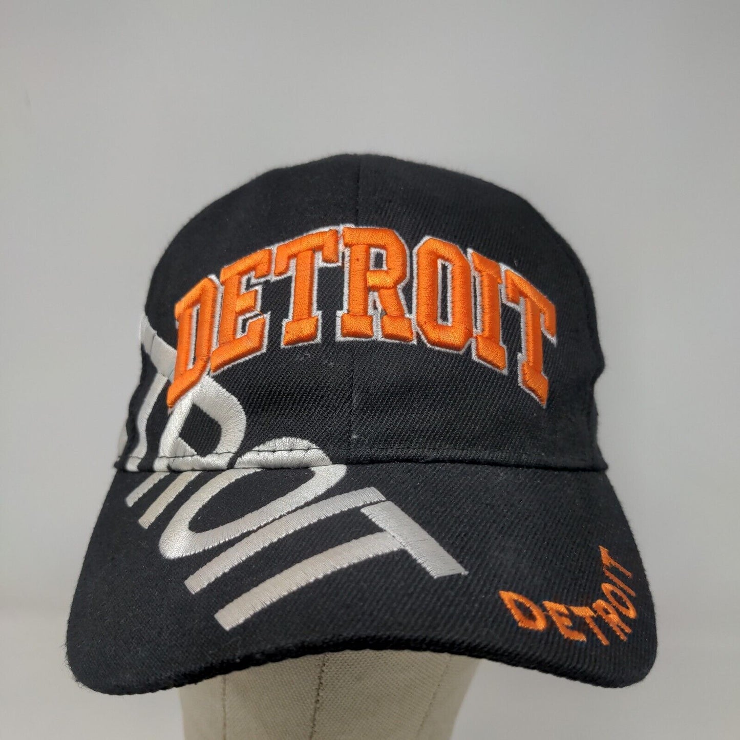 Unbranded Men's Strapback Hat Black OSFA Embroidered Detroit Logo Polyester