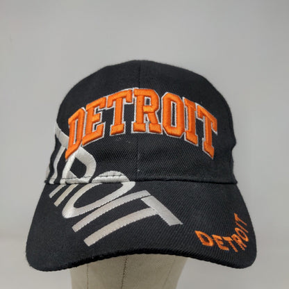 Unbranded Men's Strapback Hat Black OSFA Embroidered Detroit Logo Polyester