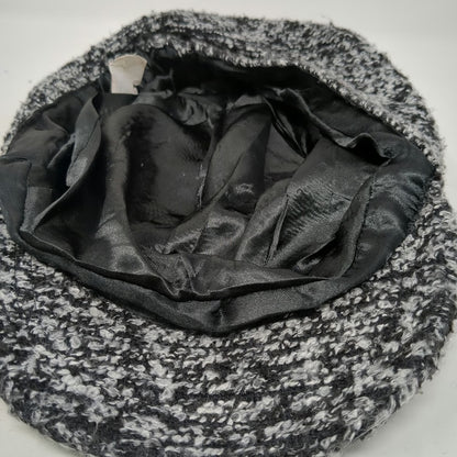 Apt. 9 Army Cap Gray Black White One Size Boucle Textured Knit Lined Cadet Hat