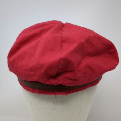 Nine West Army Cap Red One Size Brown Strap Fashion Military Style Summer Hat