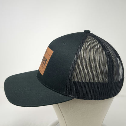 Outdoor Cap Trucker Hat Black OSFM Harris Premium Beef Leather Patch Snapback