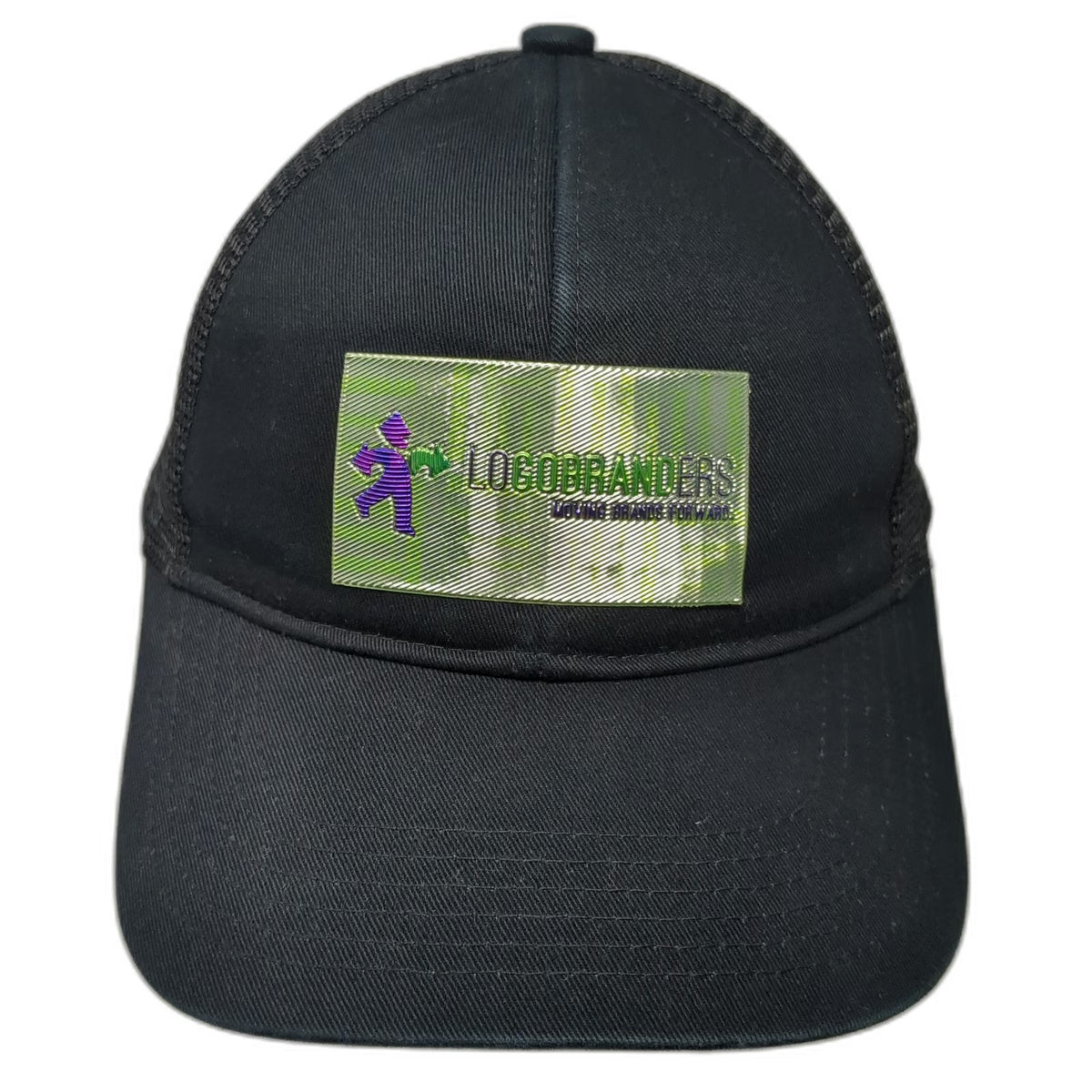 Port Authority Baseball Cap Black One Size LogoBranders Mesh Strapback Patch Hat