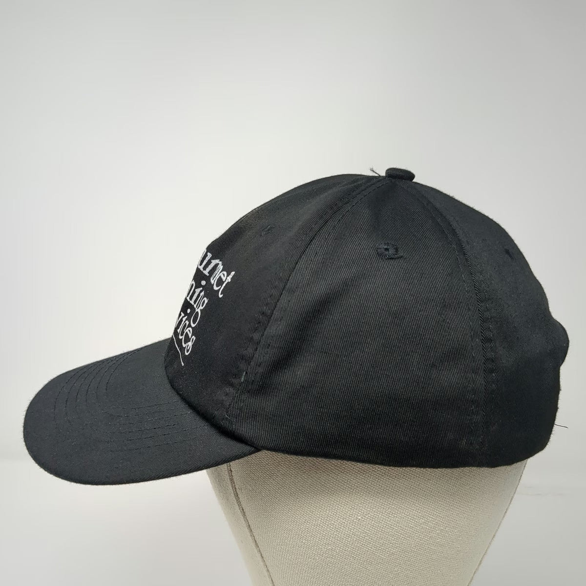 HTT 5 Panel Black One Size Hat Gourmet Dining Services Waiter Logo Strapback