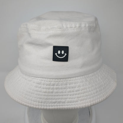 Smiley Face Bucket Hat White One Size Lightweight Fisherman's Outdoor