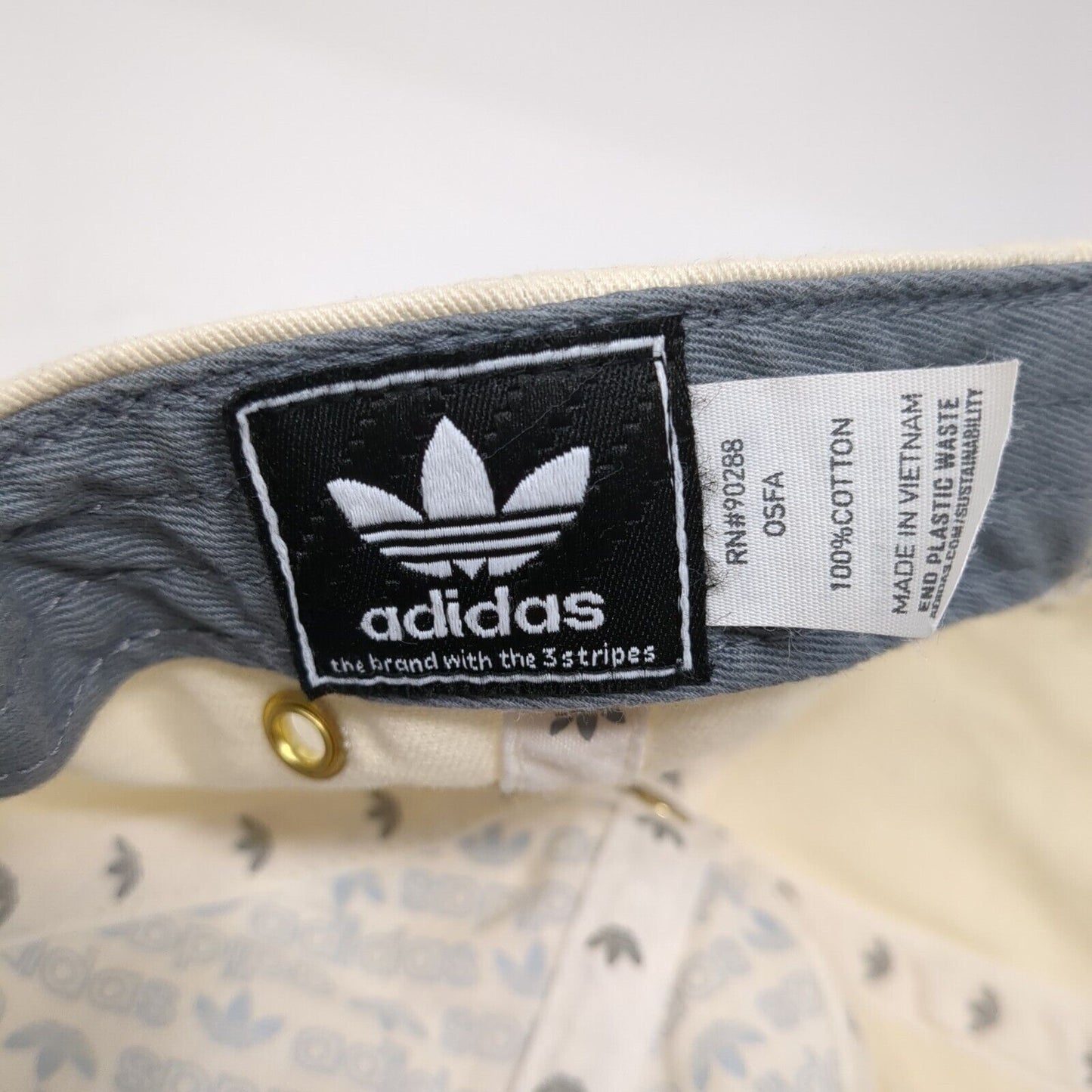 Adidas Trefoil Logo Slideback Hat Beige One Size Adjustable Embroidered
