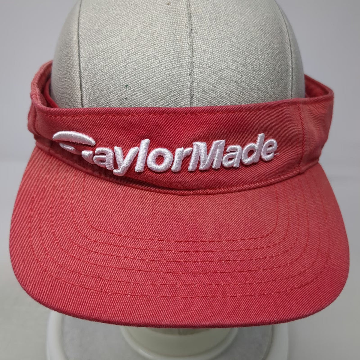 TaylorMade Visor Red One Size r7 Golf Hat Cotton Slideback Curved Brim Athletic