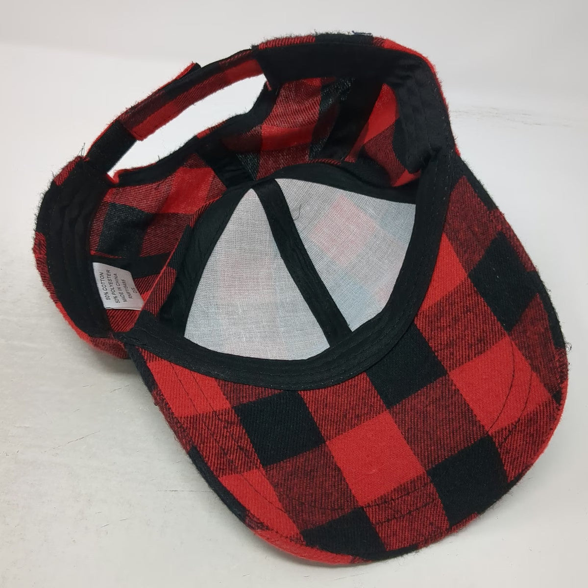 Red Black Buffalo Plaid Checkered Pattern Strapback One Size Baseball Cap Hat