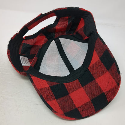 Red Black Buffalo Plaid Checkered Pattern Strapback One Size Baseball Cap Hat