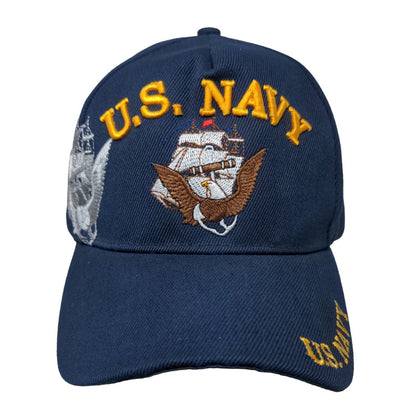 U.S. Navy Strapback Hat Blue One Size Embroidered Vented Holes August Sport