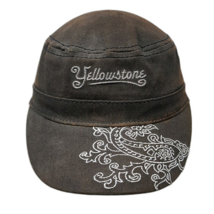 Noble Wear Army Cap Black One Size Yellowstone Paisley Embroidery Cotton Hat