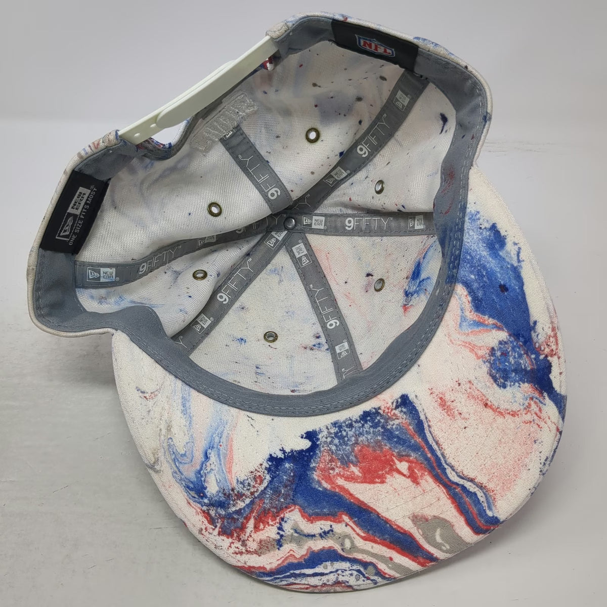 New Era New York Giants NFL Snapback Hat White Red Blue One Size Marble Print
