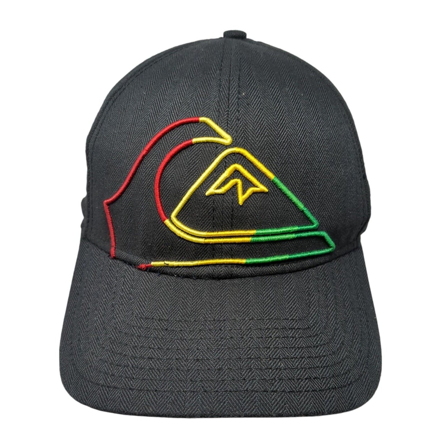 Quiksilver Fitted Hat Black One Size Stretch Fit Embroidered New Era