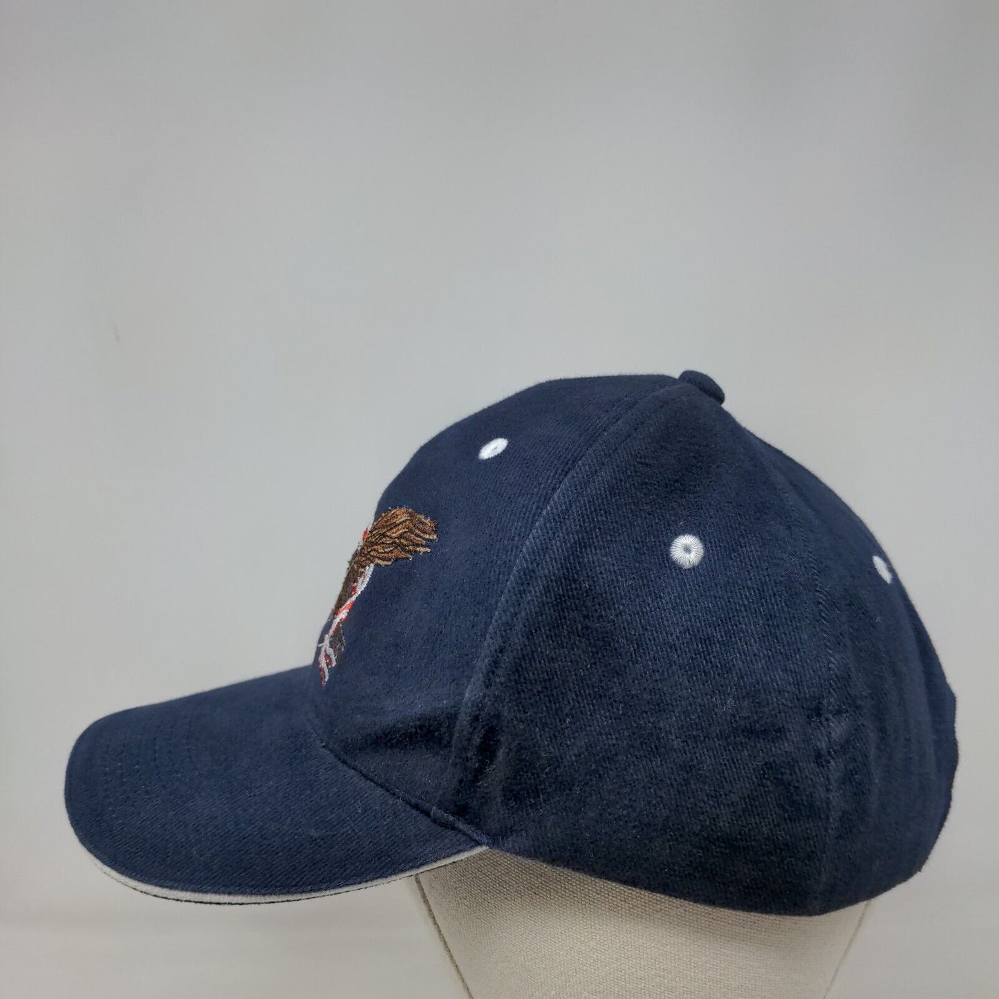 American Eagle Strapback Hat Blue One Size Embroidered Patriotic 6 Panel