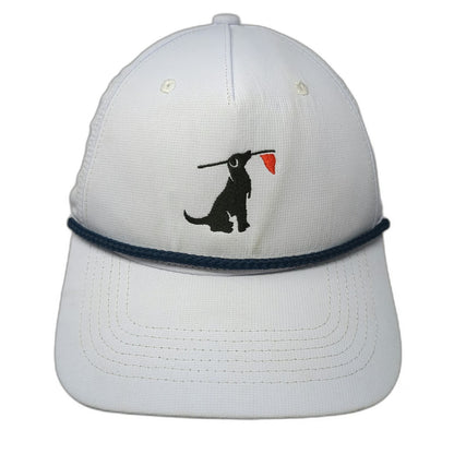 Birdie Retriever 5 Panel White One Size Snapback Rope Golf Hat Dog Flag Logo