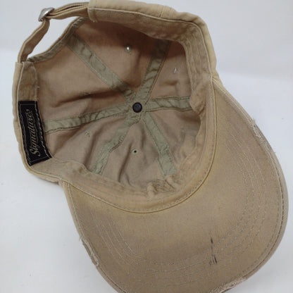 Signatures Slideback Hat Tan One Size Adjustable Vented Holes Distressed Blank