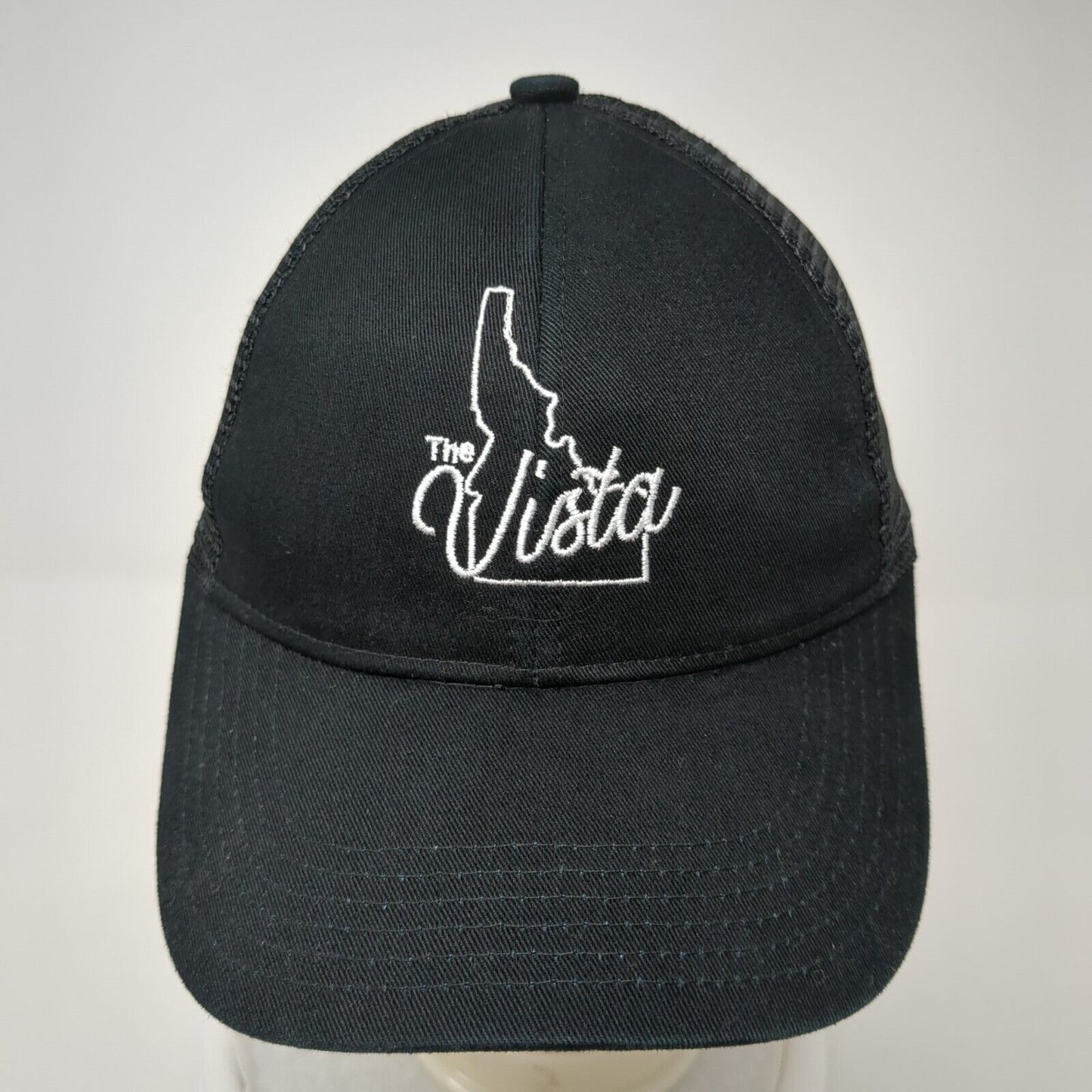 Vista Strapback Hat Black One Size Adjustable Mesh Back Port Authority Cotton