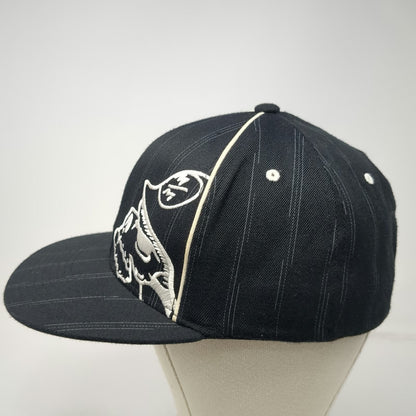 Flexfit Baseball Cap Black White L-XL Pinstripe Skull Pirate Curved Brim Hat