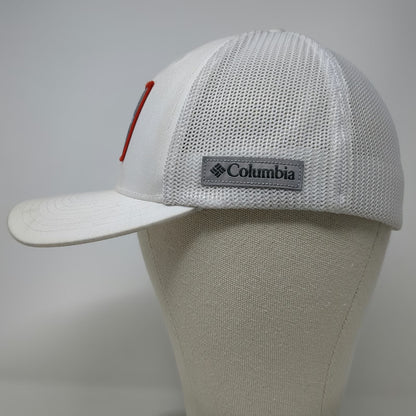 Columbia Baseball Cap White M Mesh Back Bison Patch Fitted Hat Buffalo Graphic