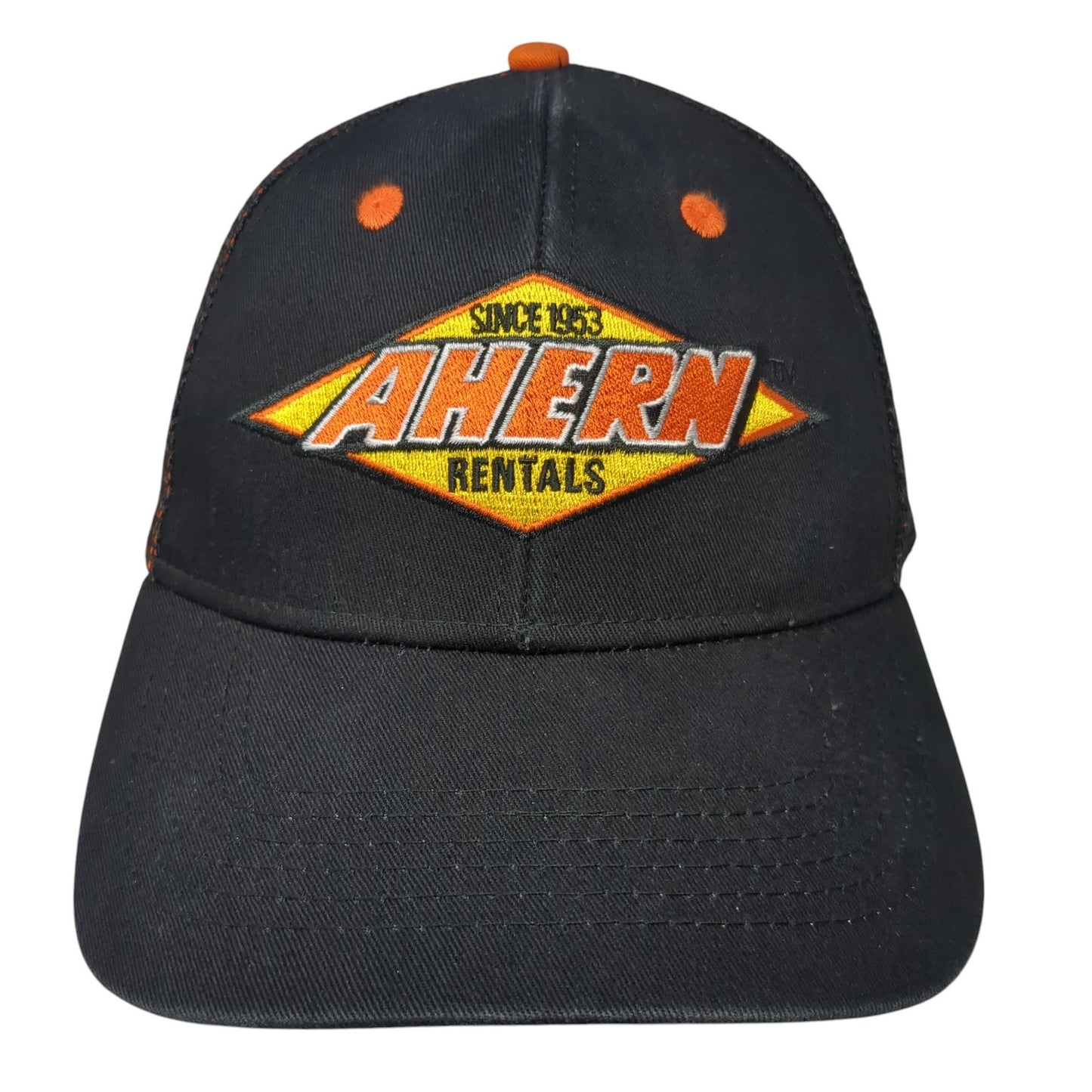 Ahern Rentals Snapback Mesh Back Trucker Hat Black One Size Adjustable