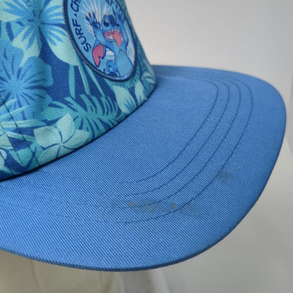 Disney 5 Panel Blue OSFM Hat Stitch Surf Chill Repeat Floral Tropical Snapback